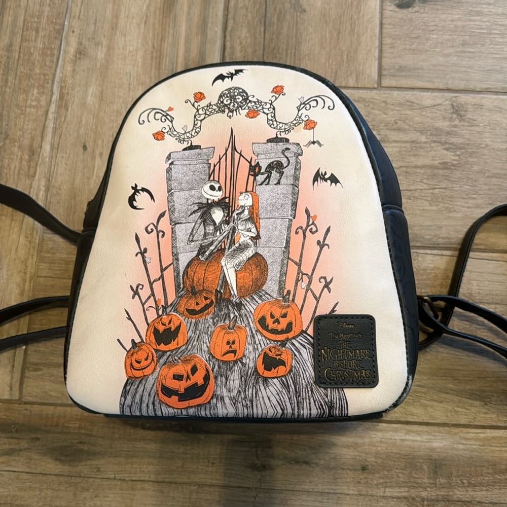 Loungefly Nightmare Before Christmas Backpack - Black and Cream